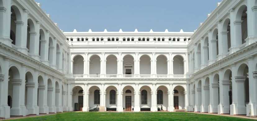 White columned building