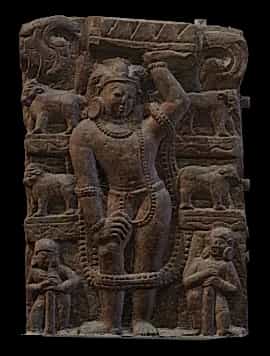 Krishna Lifting Govardhan Mound